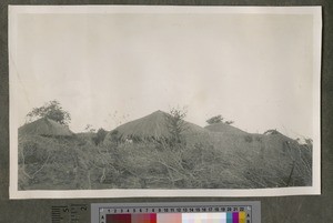 Distant view of African village, Malawi, ca.1926