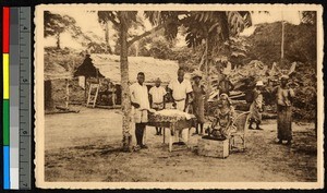 Leprosy victims gathered outdoors, Congo, ca.1920-1940