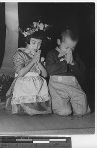 A play by children at the Japanese Mission at Fushun, China, 1941