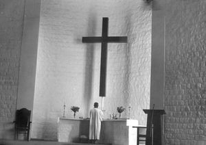 Vellore, Tamil Nadu, South India, 1981. Durgam Church Centre. Worship service is celebrated eac