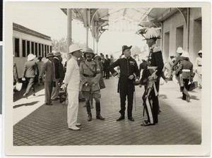 English delegation at the railway station, Addis Abeba, Ethiopia, 1930