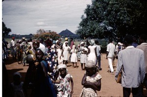 Congregation members outside church, Ngaoundéré, Adamaoua, Cameroon, 1953-1968