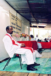 Synod President at Antsiranana Synod, Pastor Ralaivao at the synod's annual meeting in 2003