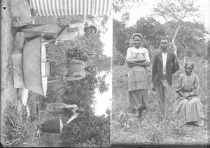 Women washing laundry and domestic staff, Ricatla, Mozambique, ca. 1896-1911