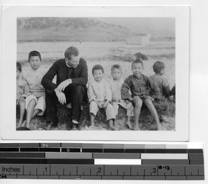 Fr. John Donovan with refugees in Hong Kong, China, 1939