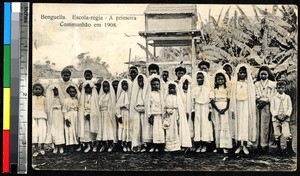 First Communion of students at school in Benguela, Angola, 1908