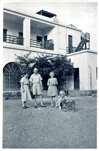 Missionaries Grethe Jensen and Marius Borch-Jensen in front of Hebron in Crater, Aden