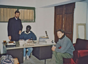 An Anglican priest (to the left), Cairo 1992. The priest was responsible for an educational pro