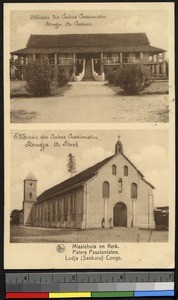 Mission house and church at Lodja, Congo, ca.1920-1940