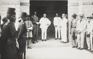 Lieutenant governor speaking, Ikot Ekpene, Nigeria, 1933