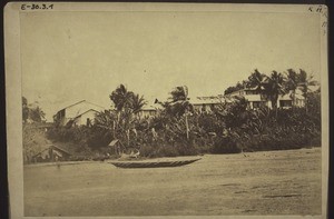 Bethel, Cameroon, seen from the river. Chapel. Second mission house. House for the Mission Treasurer