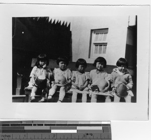 Five little girls at Luoding, China, ca.1935