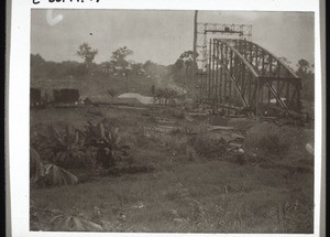 Midland Railway under construction; crossing the Sanaga near Edea