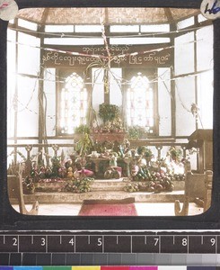 Church decorated for harvest festival, Myanmar, s.d