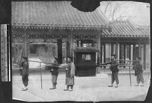 Sedan with bearers, Beijing, China, ca.1870-1880