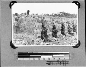 Bricks being stacked up, Nyasa, Tanzania, 1938