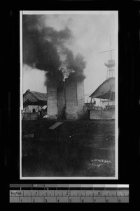 Government burning of opium, Pootung, China, ca.1921