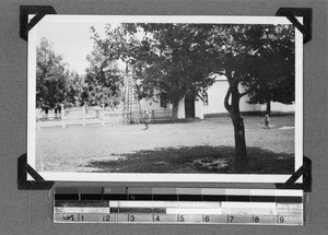 Construction with bell next to the church, Enon, South Africa, 1934