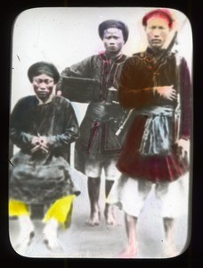 Portrait of three men wearing traditional clothing, China, ca. 1920-1940