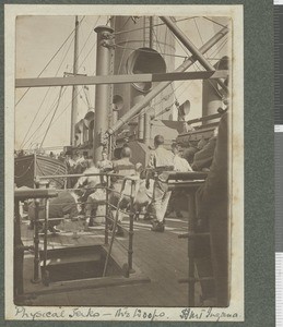 Troops exercising on deck, Indian Ocean, July 1917