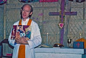 Bangladesh Lutheran Church/BLC, January 1985. The church service celebrated by Rev. Jens Fische
