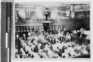 Fr. Vincent Lebbe preaching to a crowd, China, ca. 1906-1919