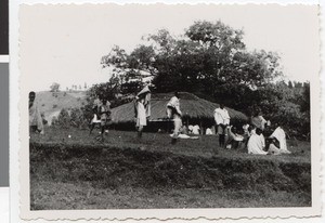 Dilgassa and Banti in front of church, Guduru Gute, Ethiopia, ca.1952-1953