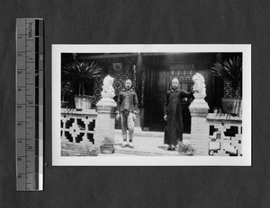 Two boys at the United Famine Relief headquarters, Tingzhou, China, 1921