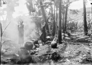 Machame women brewing beer, Tanzania, ca.1893-1920