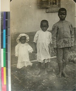 Three Malagasy children, Mangarivotra, Ambohipiantrana, Antsirabe, Madagascar, 1917-02-11