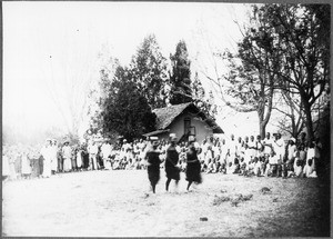 Children's games: girls carrying water, Gonja, Tanzania, 1927