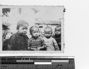 Blind children at the orphanage at Luoding, China, 1930