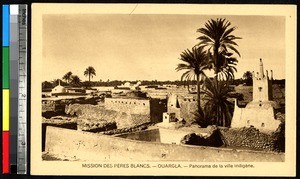 City made of stone in disrepair, Wargla, Algeria, ca.1920-1940