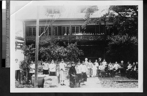 Manchu girls and female missionaries at the Cordelia A. Greene Memorial, Fuzhou, Fujian, China, ca. 1930