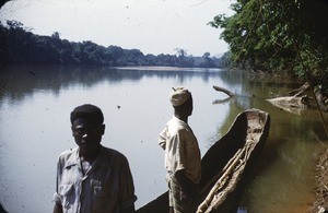 Men in pirogue, Mbam river, Centre Region, Cameroon, 1953-1968