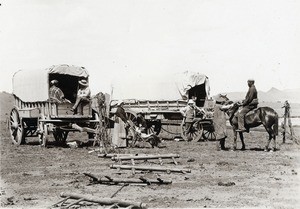 Missionaries and their wagons in Lesotho