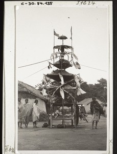 A wooden scaffolding for a cremation (Kotagiri)