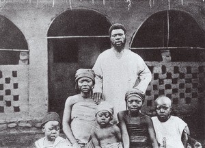 Bamum evangelist of Foumban with his family, in Cameroon