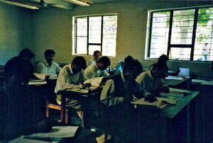 United Mission to Nepal, December 1995. Teaching of engineer students, Butwal Technical Institu