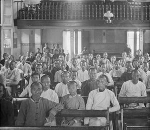 Chinese male churchgoers in Church