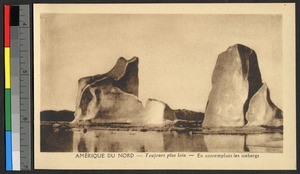 Icebergs floating on a large body of water, Canada, ca.1920-1940