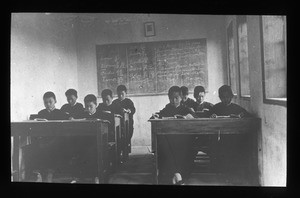 Seminarians studying in a classroom, China, ca. 1920-1940