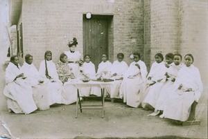 Malagasy girls drinking tea, in Madagascar