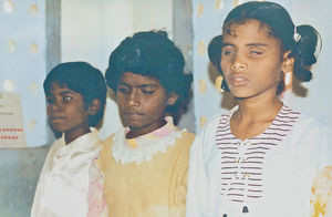 Siloam Girl's Boarding School, Tirukoilur, South India. Blind students at the school