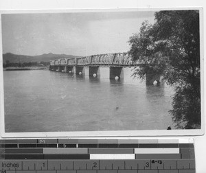 Bridge crossing a river at Fushun, China, 1931