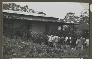 Sister Frieda Jentzsch is welcomed by the teachers, Machame, Tanzania, ca.1930-1940