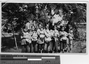 Orphan girls and babies at Luoding, China, 1934