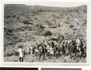 African men marching to the festival of the king, Ehlanzeni, South Africa