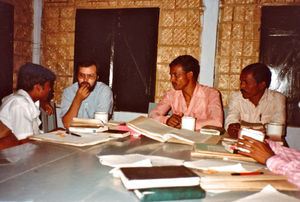 Bangladesh Lutheran Church/BLC, Harowa, March 1983. Missionary, Rev. Morten Larsen with local s