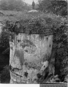 Head of giant Buddha at Leshan, Sichuan, China, ca.1915-1925